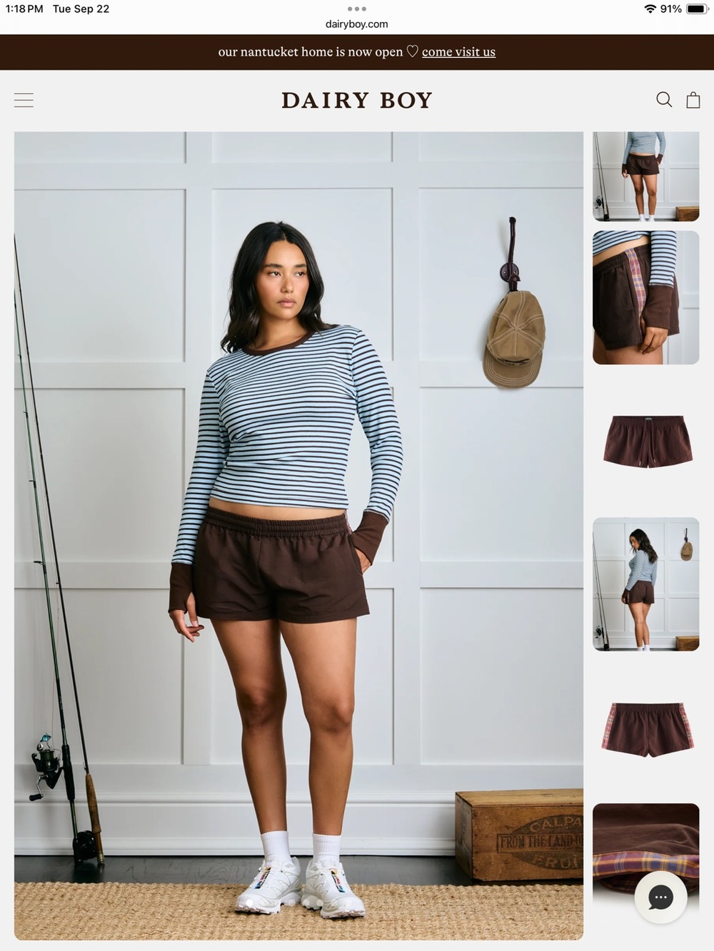Dairy Boy Women's Brown Athletic Drawstring Shorts